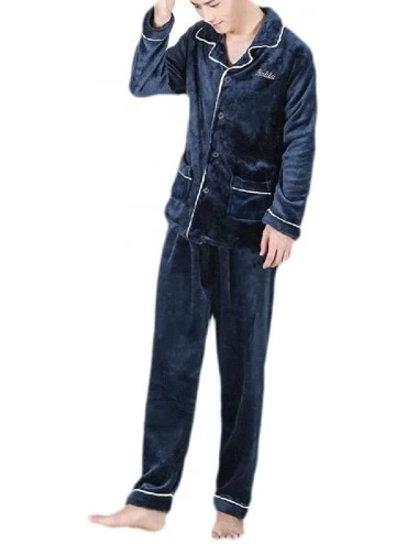 Sleep Sets Warm Flannel Long Sleeve Button Down Nightwear Pajamas Set - 12 - CR1922I57LH $38.74