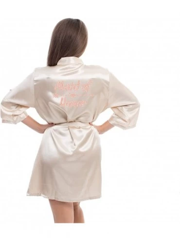 Robes Satin Robe for Bride Bridesmaid Party with Rose-Gold Glitter - Champagne-maid_of_honor - CY190T27TG7 $43.07