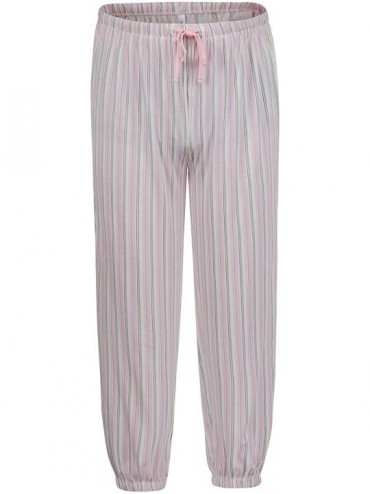 Bottoms Womens Sleepwear Soft Printed Comfort Fit Long Pajama Pants with Drawcord - Pink - CJ187EE9M7I $27.56