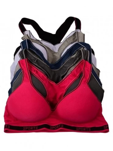 Bras Women Bras 6 Pack of Cotton Sports Bra B Cup C Cup and D Cup - 6648 - C018OQA792C $48.34