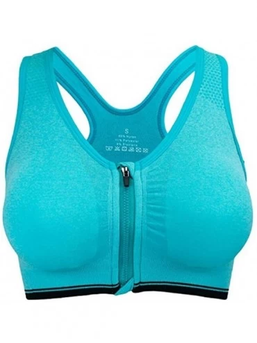 Camisoles & Tanks Women's Zip Front Closure Sports Bra - Seamless Wirefree Racerback with Removable Padded Zipper Bras Plus S...