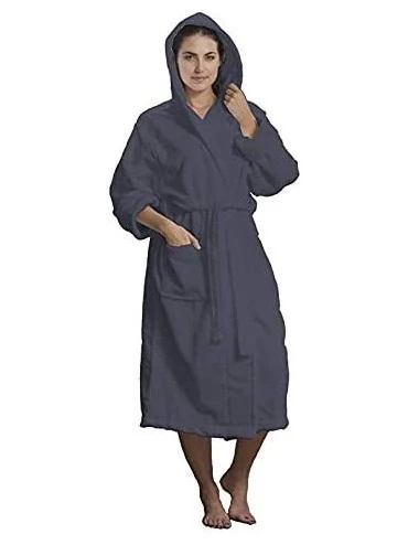 Robes Mens Robes Bathrobes- One Size- Charcoal Robe - Charcoal - C11291M5FQD $60.11