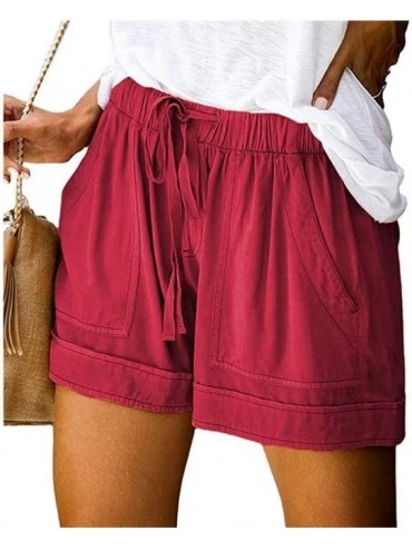 Sets Summer Casual Loose Comfy Shorts for Women - B Wine - CO199KZXAMS $26.71