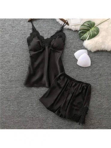 Baby Dolls & Chemises 2019 Womens Sexy Satin Sling Sleepwear Lingerie Girls Lace Nightdress Babydoll Underwear Set S-2XL Unde...