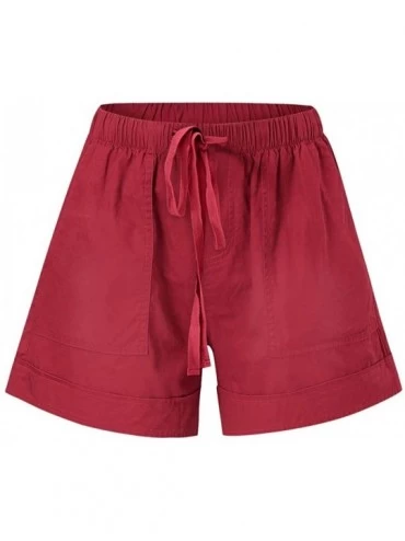 Sets Summer Casual Loose Comfy Shorts for Women - B Wine - CO199KZXAMS $11.40