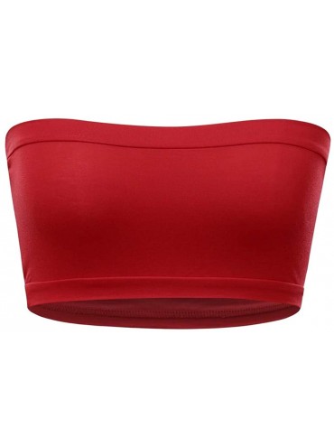 Tops Women's Clothing- Women's Bandeau Bra- Seamless Bra Crop Tube Top Stretchy Non-Padded Strapless Brarette - Red - CH18WAO...