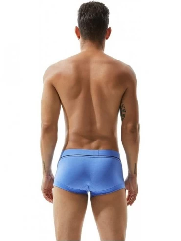 Boxer Briefs Mens Low Rise Sexy Trunk Boxer Brief Short Pants Underwear - 7201 Sky Blue - C718HMZWXS6 $17.68