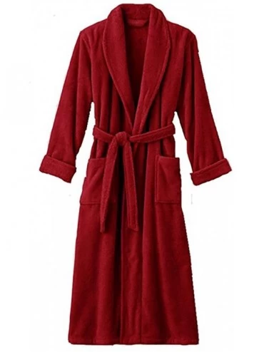 Robes Womens Terry Bathrobe. Full Length 100% Turkish Cotton. - Red - CT12JXY9MIB $53.92