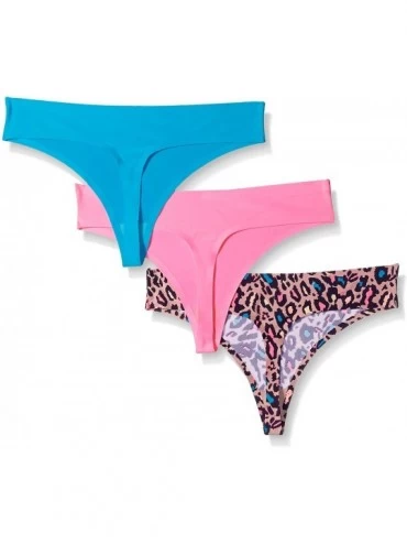 Panties Intimates Women's Skinz Thong 3 Pack - Neon Beach/Wave/Coconut Leopard - CM120NN6DDX $21.43
