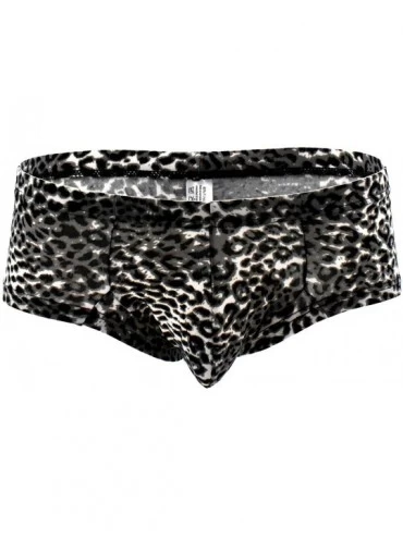 Briefs Men's Underwear- Leopard Print G-Strings Thongs Briefs - Color13 Black - CJ186TEWQGQ $22.35