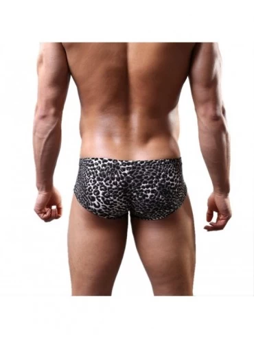 Briefs Men's Underwear- Leopard Print G-Strings Thongs Briefs - Color13 Black - CJ186TEWQGQ $9.06