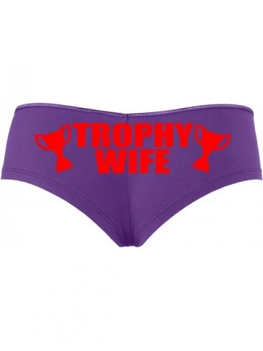 Panties Trophy Wife Panty Game Shower Gift Hotwife Sexy Purple Boyshort - Red - C118SQQCZ9R $16.39