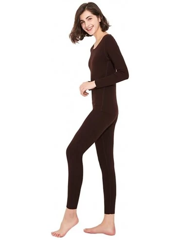 Thermal Underwear Thermal Underwear Women Long - Scoop Neck Ultra - Thin Set Top & Bottom - Obn - C6193HK9IH5 $31.39