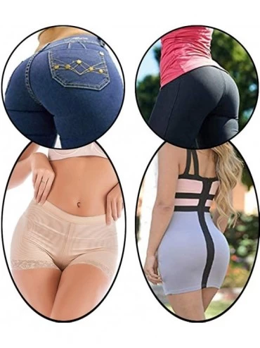 Shapewear Lace Butt Lifter Padded Panties for Women Tummy Control Shapewear Panty Boyshort Underwear - Beige With Lace - C118...