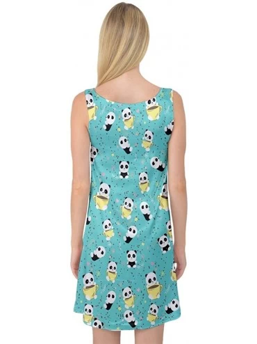Nightgowns & Sleepshirts Womens Sleepwear Satin Pajama Cute Pattern Cartoon Pandas Waffles Florals Kids Sleeveless Satin Nigh...
