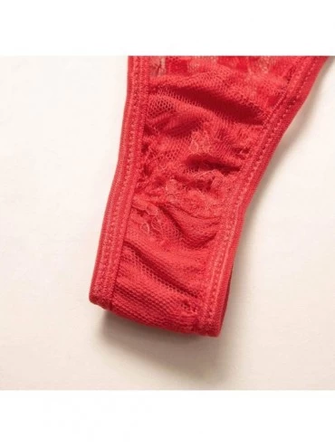 Baby Dolls & Chemises Women's Lace Floral Bikini Set Bra Panties Underwear Babydoll Lingerie - Red - CU19DWHIGXI $13.58