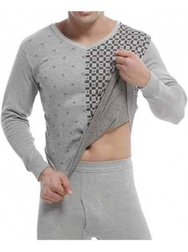 Thermal Underwear Thermal Underwear for Men V-Neck Long Johns Set Ultra Soft Top and Bottom Base Layer - Color2 - C7192NM50LI...