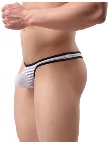 G-Strings & Thongs UltraHot Men's Thong Men's G-String Comfort Thong Low Raise Underwear Honey Bubble - White - CG187Q7N5HM $...