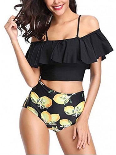 Bustiers & Corsets Women's Two Piece Swimsuits Tummy Control Swimwear Slim Tankini Set - Yellow B - CM18TUEGROW $39.96