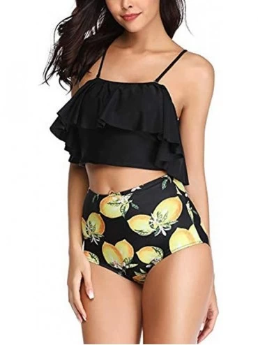 Bustiers & Corsets Women's Two Piece Swimsuits Tummy Control Swimwear Slim Tankini Set - Yellow B - CM18TUEGROW $20.68