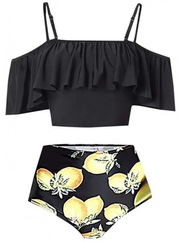 Bustiers & Corsets Women's Two Piece Swimsuits Tummy Control Swimwear Slim Tankini Set - Yellow B - CM18TUEGROW $20.68