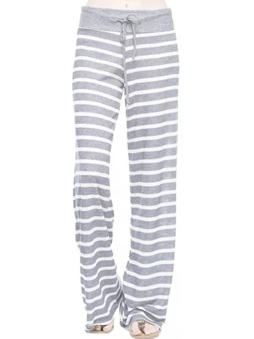 Bottoms Women's Comfy Soft Stretch Floral Polka Dot Pajama Pants - Heather Grey Stripe - CZ126FIRUXR $40.77