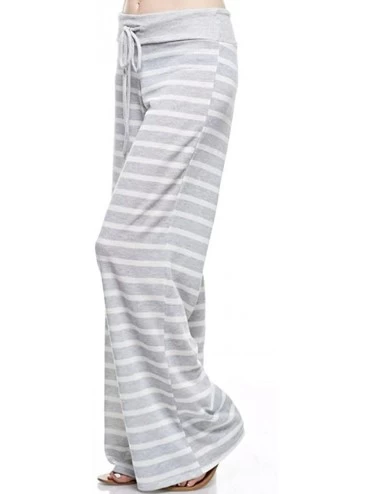 Bottoms Women's Comfy Soft Stretch Floral Polka Dot Pajama Pants - Heather Grey Stripe - CZ126FIRUXR $19.28