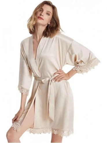 Robes Silky Brides Bridesmaids Robes Lightweight Kimono Sleepwear Bathrobes for Wedding Party - Shell Gold (Mother of the Bri...
