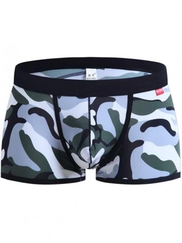 Boxer Briefs Mens Camouflage Boxer Briefs Slim Low Waist Pants U Convex Underwear - White Green - CP18YYUHA86 $21.18