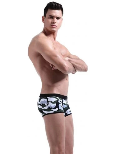 Boxer Briefs Mens Camouflage Boxer Briefs Slim Low Waist Pants U Convex Underwear - White Green - CP18YYUHA86 $12.10