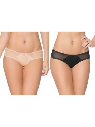 Panties Signature Lace Back Cheeky Panty 2 Pack - Black Hue/ in the Buff - CR12NT0CM66 $14.51