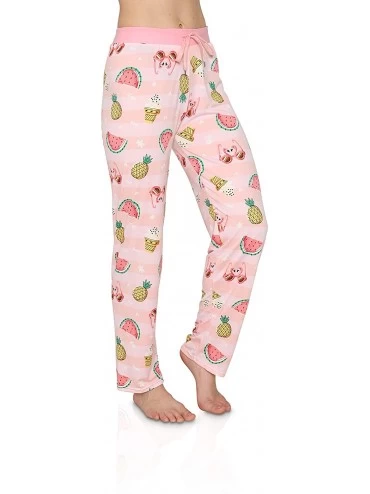 Bottoms Womens Silky Pajama Lounge Pants - Coral Pineapple - CG199NLRQ7X $26.60