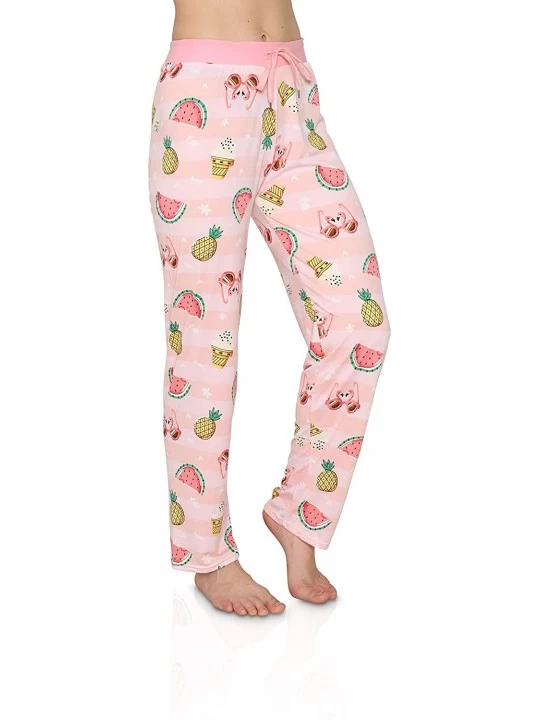 Bottoms Womens Silky Pajama Lounge Pants - Coral Pineapple - CG199NLRQ7X $10.64