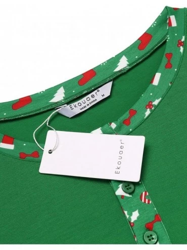 Sleep Sets Men's Pajama Christmas Sleepwear Cotton Long Sleeve Lounge Holiday Printed 2 Piece pj Set - Style 1 Green 1 - C818...