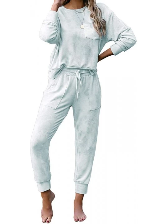 Sets Women Tie Dye Pajamas Sets Long Sleeve Sweatshirt Pants Lounge Set Loungewear Nightwear Pjs - Ombre Green - CG19CAM3Q4Q ...