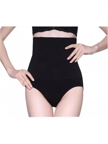 Shapewear Women's Elastic Seamless Hi-Waist Brief Firm Compression Tummy Trimmer Panty - Black - CM11U8ZWM37 $42.52