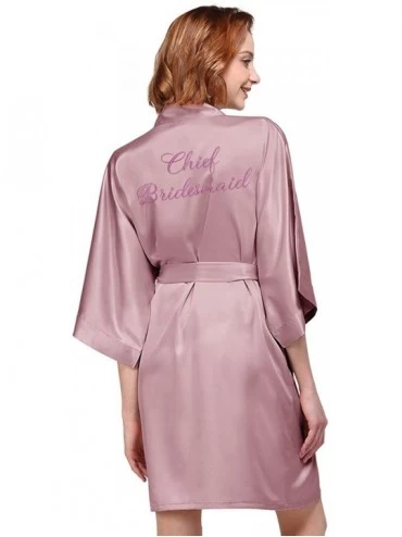 Robes Women's Kimono Robe Personalized Bridesmaid Bathrobe Dressing Gown Wedding Party Robe Sleepwear - Mauve Mist - CP18ST0U...