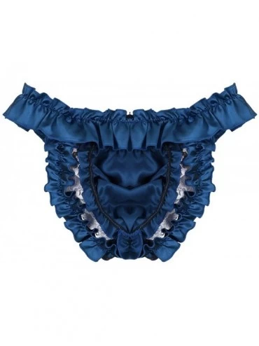 G-Strings & Thongs Men's Sissy Skirted Panties Satin Frilly Lace Briefs Thongs Jockstraps Underwear - Dark Blue 2 - CE18L2WEK...
