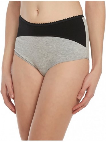 Shapewear Women's Panty Briefs -3 Pack Panties- Soft Cotton Underwear - Gray & Black - CA17XXLU6QZ $54.57