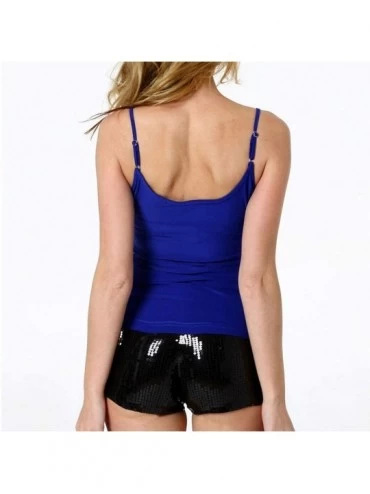Garters & Garter Belts Women Sexy Sequins Patchwork Off Shoulder Camisole Blouses T-Shirt Tops - Blue - CU1945CZYWH $11.96