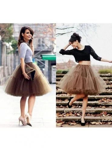Slips Adult Ballet Tutu Layered Organza Tutu Mini Skirt Women's Princess Petticoat for Prom Party - Burgundy - CZ18AGLIZ9N $2...