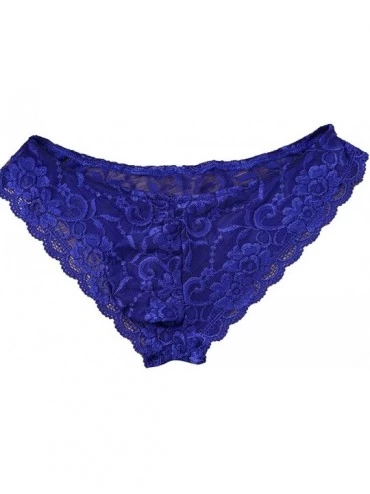 Briefs Sissy Pouch Panties Men Lace Bikini Briefs G-String Thongs Crossdress Underwear - Blue - CJ1803QWU76 $25.51