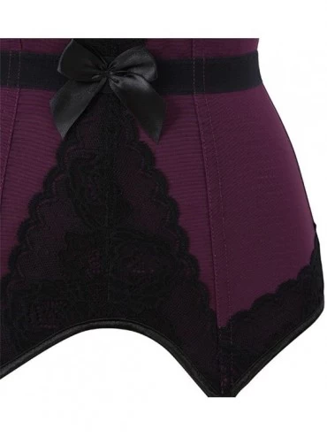 Bustiers & Corsets Plus Size Corset Lingerie for Women Bustier Top Garter Belt Bridal Sexy Lingerie Set - Purple - C71953RDYY...