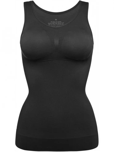 Shapewear Seamless Shaperwear Compression Vest for Women Tummy Control Tank Top with Built in Shelf Padded Bra Shirt - Black ...