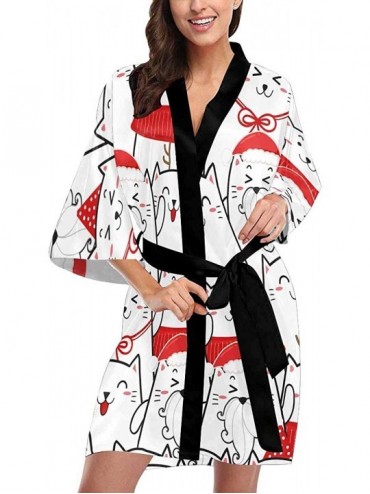 Robes Custom Cute Christmas Hat Fox Women Kimono Robes Beach Cover Up for Parties Wedding (XS-2XL) - Multi 5 - CG194A3CIMX $9...