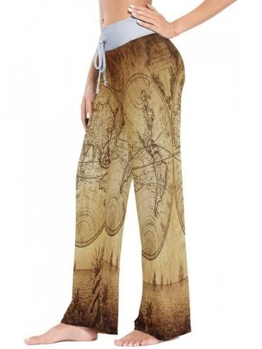 Bottoms Old Map Map Lake Women's Pajama Lounge Pants Casual Stretch Pants Wide Leg - CE19D453ATR $21.49