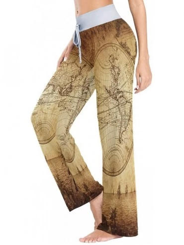 Bottoms Old Map Map Lake Women's Pajama Lounge Pants Casual Stretch Pants Wide Leg - CE19D453ATR $21.49