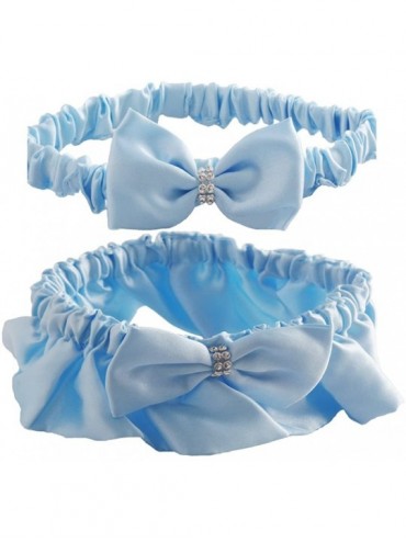 Garters & Garter Belts Baby Blue Satin Wedding Garter Set for Bride - CW12EGRPV49 $41.68