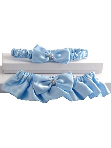 Garters & Garter Belts Baby Blue Satin Wedding Garter Set for Bride - CW12EGRPV49 $46.01