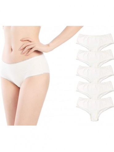 Panties Women Underwear Comfortable Soft Lace Trim Panties Briefs - Ivory (5pcs) - CI18ZMKNEA7 $26.38